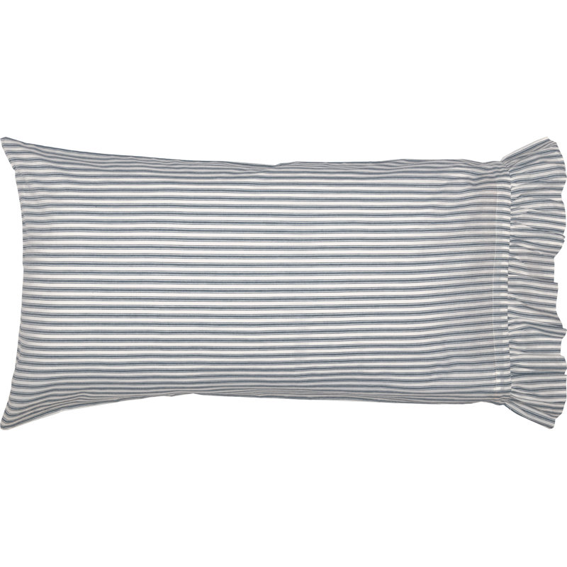 Dandelion Faust Ticking Striped 100% Cotton Pillowcase, King, Blue