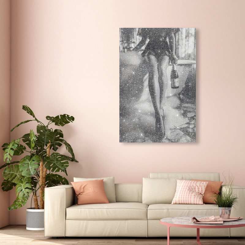 Bubbly Midnight Fashion Canvas Print by Oliver Gal, Black Frame, 10 x 15, 10"H x 15"W, Gallery Wrapped