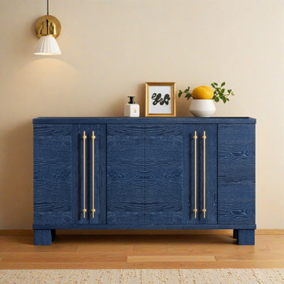Wood Sideboard Buffet Cabinet With Adjustable Shelves & Gold Handles - Kitchen, Dining & Living Room Storage Furniture by Mercer41