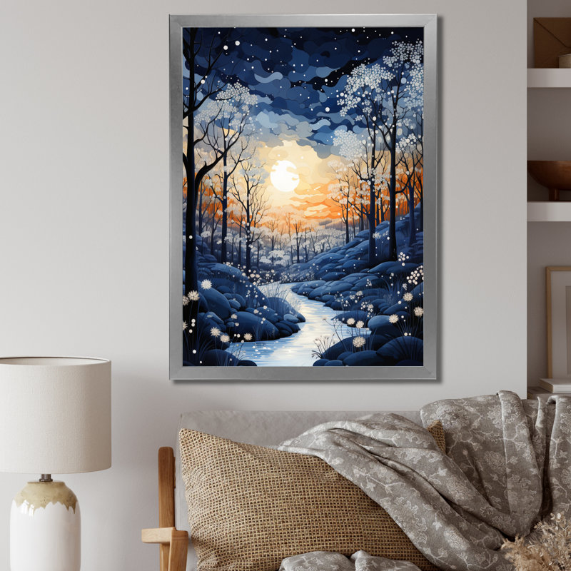 «Forest Winter Blue Monochen - Landscape & Nature», reproduction d'art sur toile, H 44 po x l 34 po x P 1,5 po