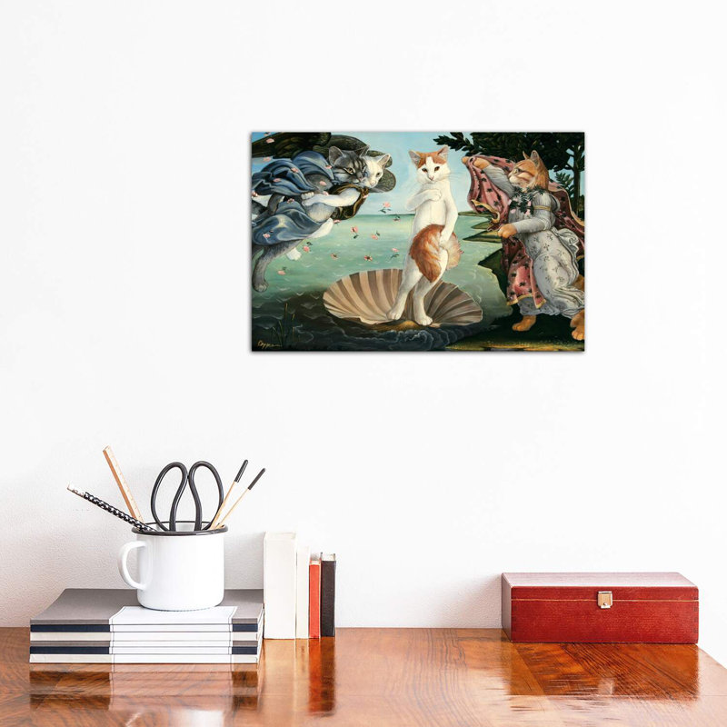 «Kitty On The Half Shell» - Impression, H 12 po x l 18 po x 1,5 po, Toile tendue