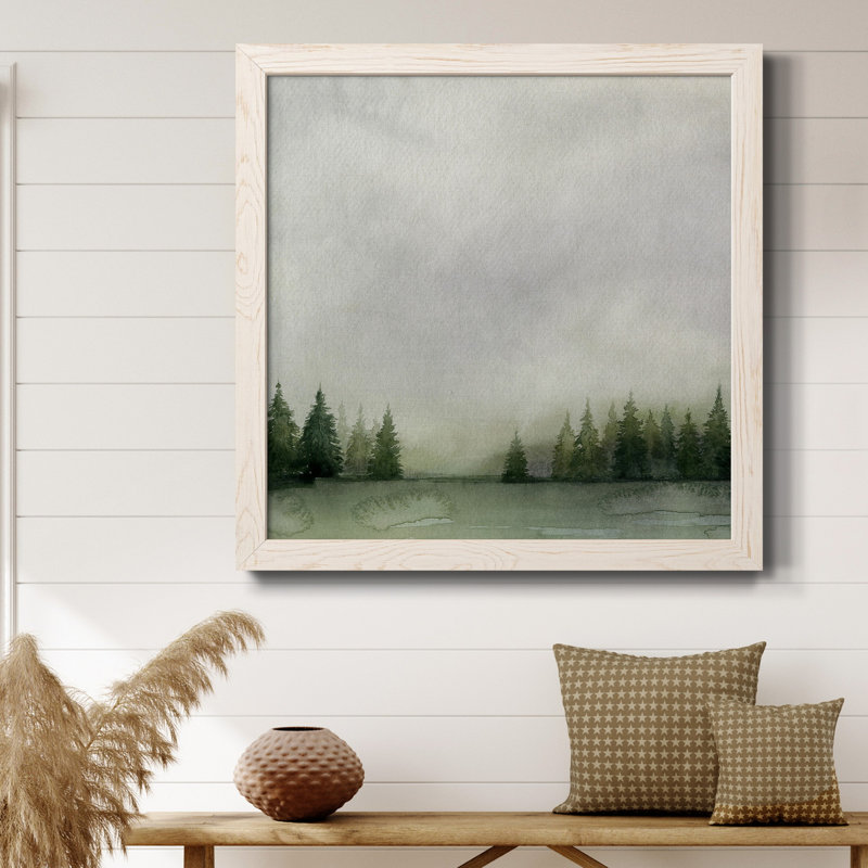 " Timberline II " Painting Print, 17" H x 17" W x 1.5" D, White Framed 
