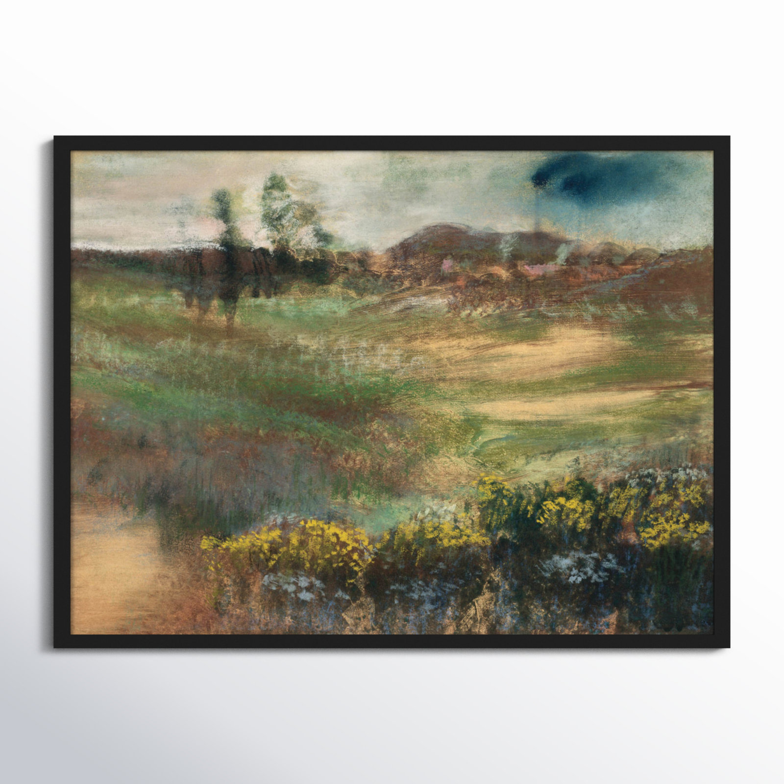Edgar Degas's Landscape With Smokestacks 1890 by The Art Institute Of Chicago, Black Framed, 25" H x 33" W