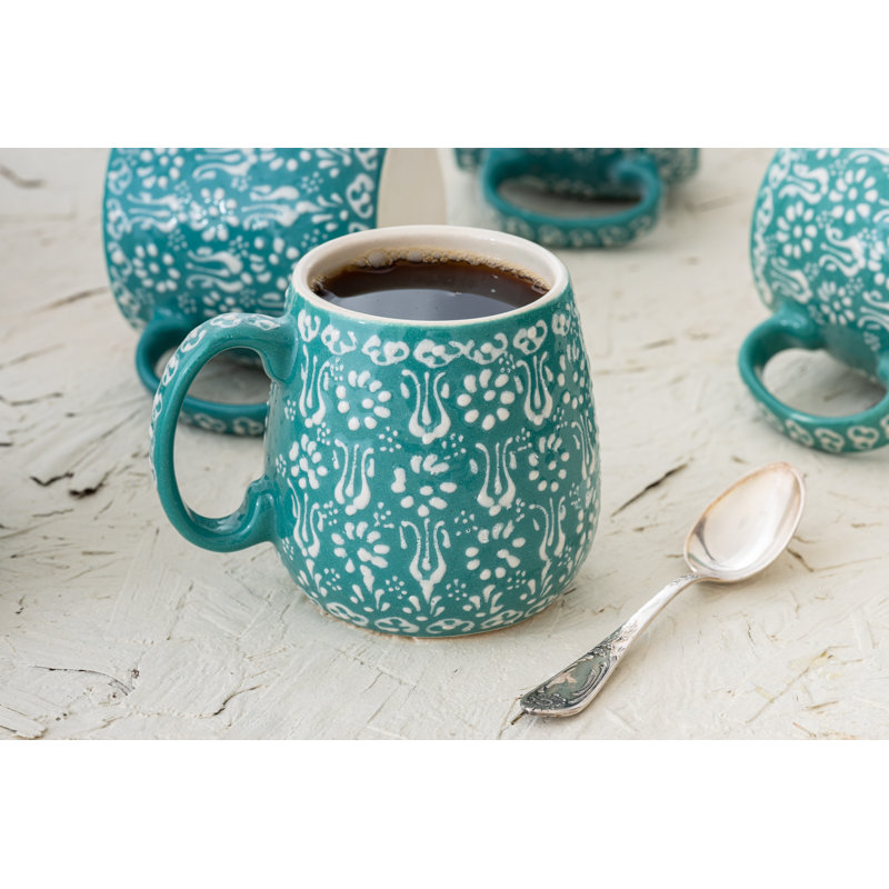 Hand Painted Ceramic Coffee Mug, Green