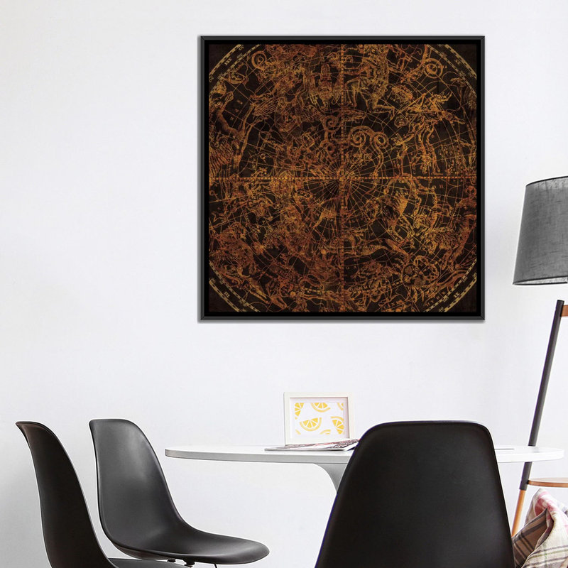 «Northern Celestial Sphere», impression sur toile, H 18 po x l 18 po x P 1,5 po, Toile avec cadre noir, Pas de tapis