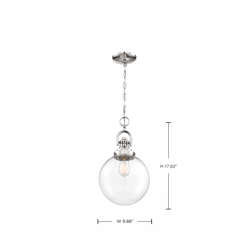 Luminaire suspendu à 1 lumière Crownfield, Nickel poli