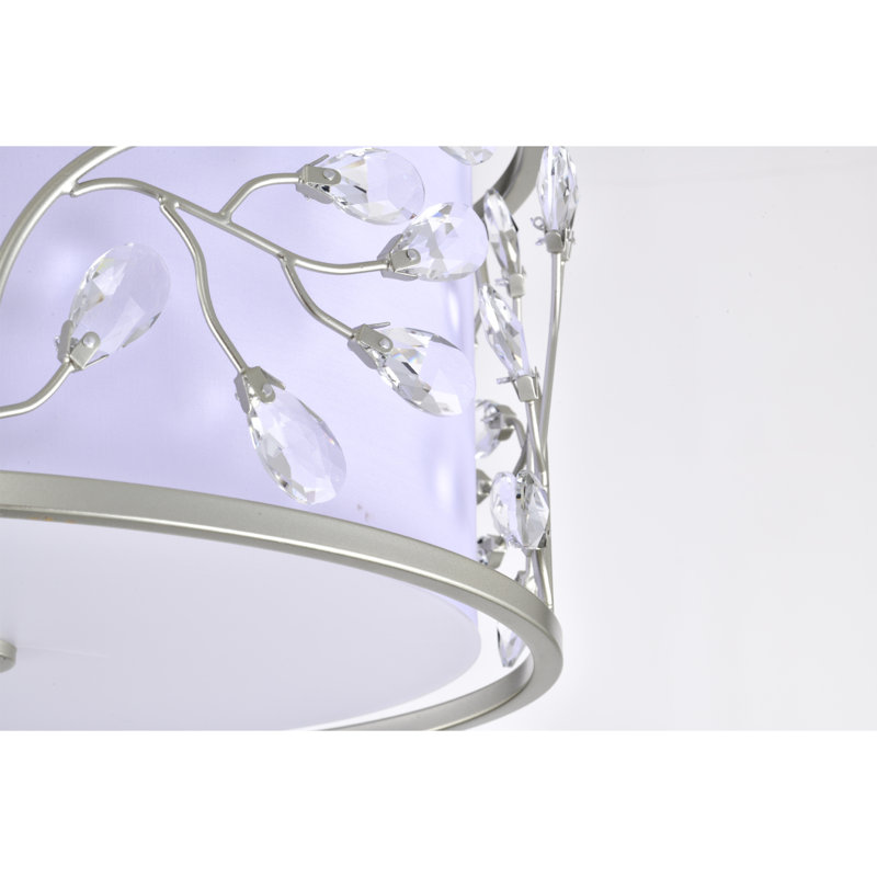 Plafonnier semi-encastré en cristal Lala 3 lumières au fini argent satiné