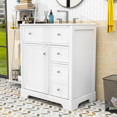 Élégant meuble-lavabo de 30 pouces avec lavabo en bois durable et céramique