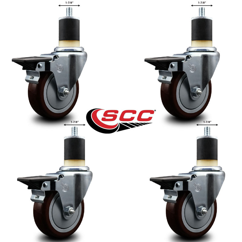 Ensemble de roulettes extensibles en poly pivotant avec frein SCC PLB 4 po x 1-7 / 8 po, Marron