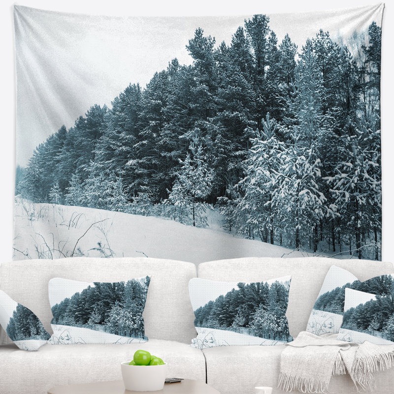 Tapisserie paysage paysage d'hiver foncé, H 32 po x l 39 po