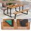 Table de pique-nique en bois d'acacia pour 6 personnes avec 2 bancs de parasol intégrés et structure en métal
