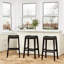 Tabouret de bar en cerisier avec siège en cuir reconstitué et garniture élégante - Tabouret décoratif, finition, os durable