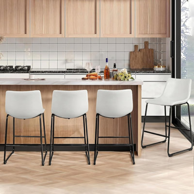 Yannet Counter Height Bar Stools, Modern Counter Stool Faux Leather Barstools with Back