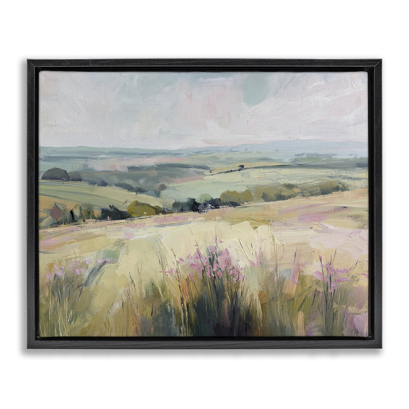 Cadre flottant Summer Meadow Viewpoint, design par Svetlana Aleynikova, Cadre flottant noir de jais, H 17 po x l 21 po