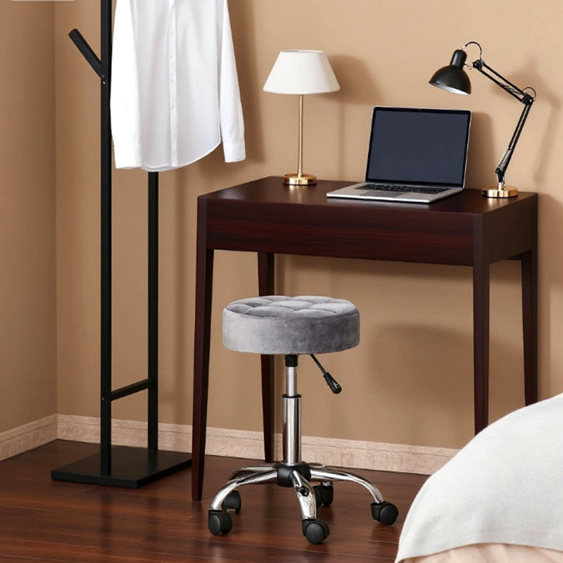 Tabouret de bureau rond à roulettes, avec hauteur réglable et fauteuil de coiffeuse