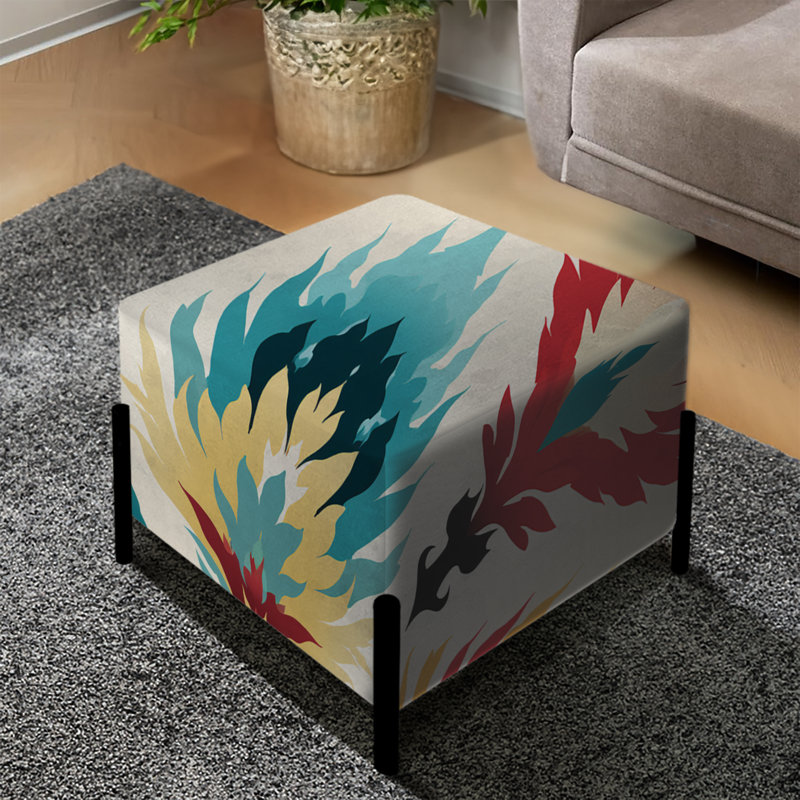 Fusible orange en mélange de tribus nomades Ikat - repose-pieds carré Ikat