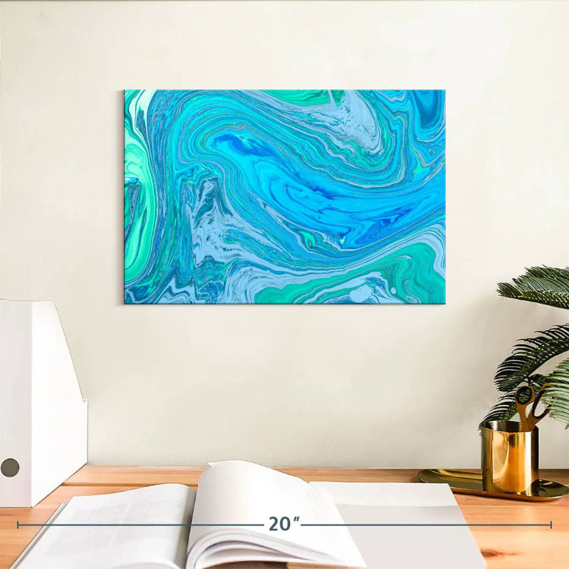 Avery Abstract Turquoise Waves, 8" H x 12" W