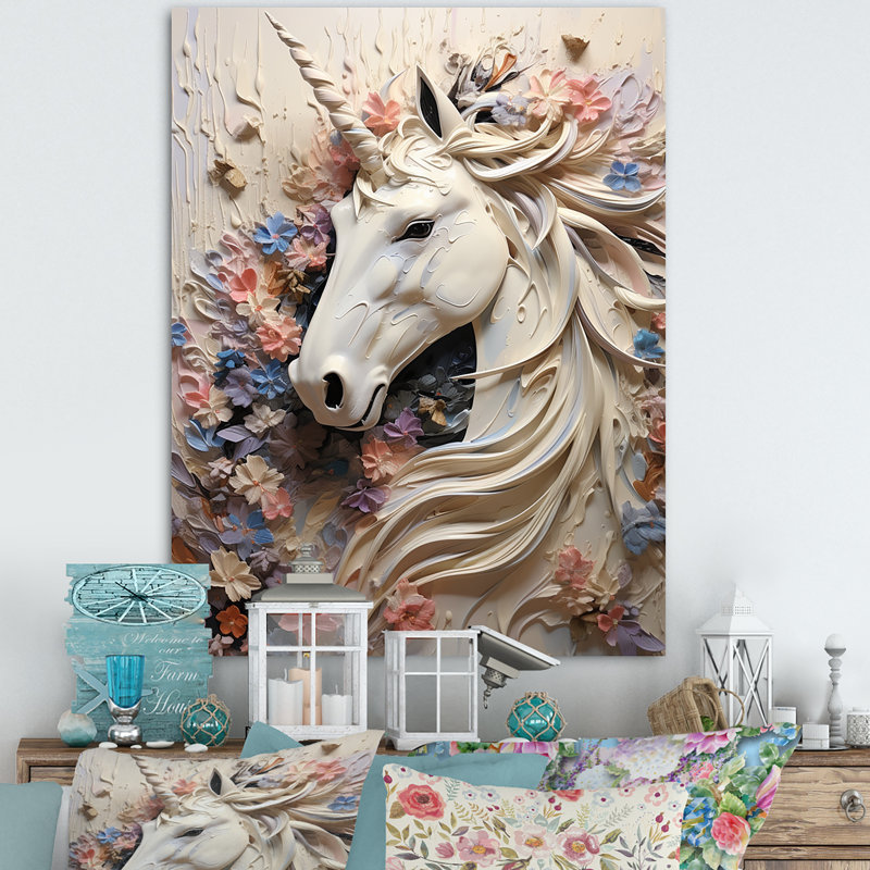 Impression sur toile Luscious Unicorn Fantasy Flower, Toile tendue, H 32 po x l 16 po x P 1 po