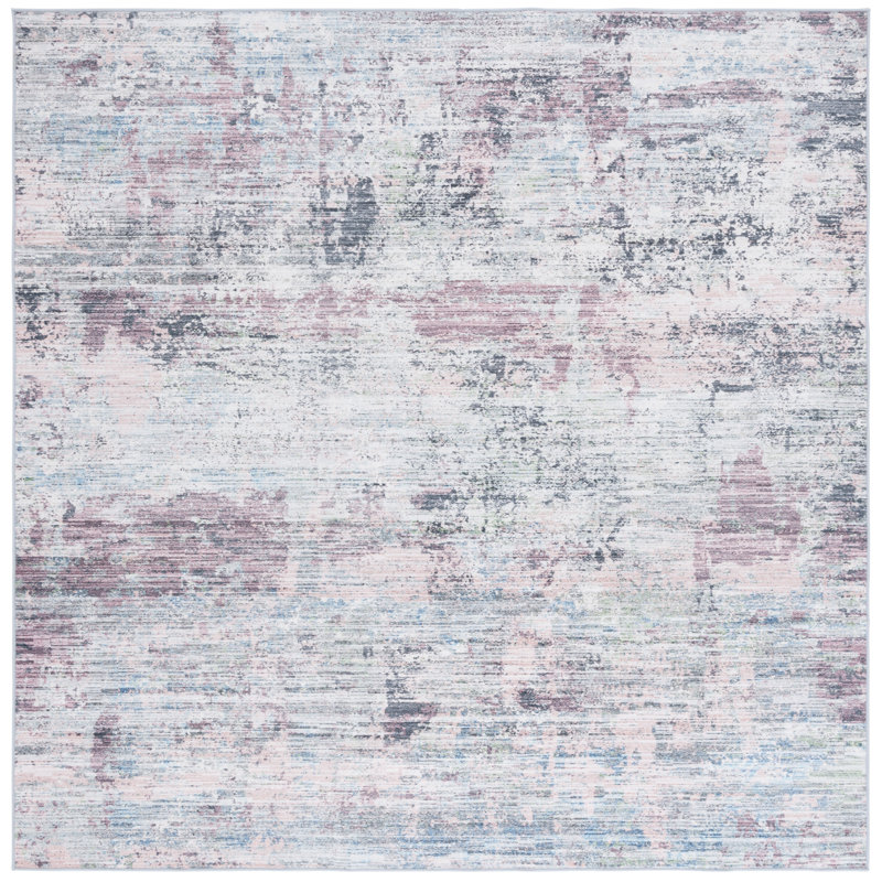 Kloboves Performance Machine Washable Abstract Rug, Square 6'