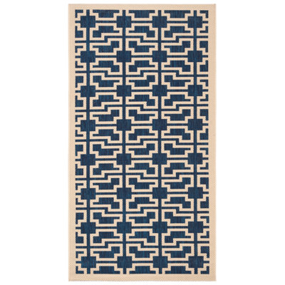 Tapis intérieur / extérieur bleu / beige Arneshia