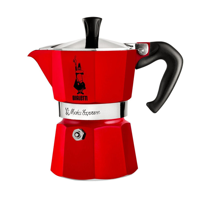 Bialetti 4941 Aluminum Moka Express Espresso Maker, 1cups, Red