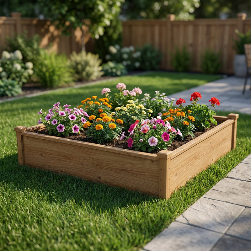 Boîte à fleurs modulaire en bois surélevée de 4 pi 4 po - 12 po de profondeur