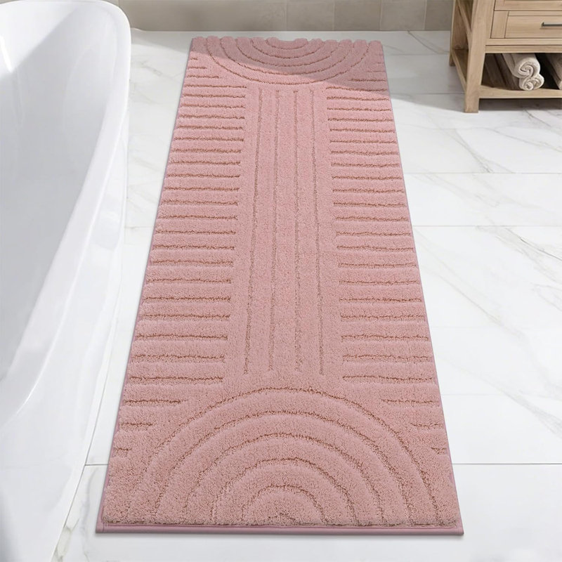 Non Slip Soft Absorbent Bath Mat, 60" L x 24" W, Pink
