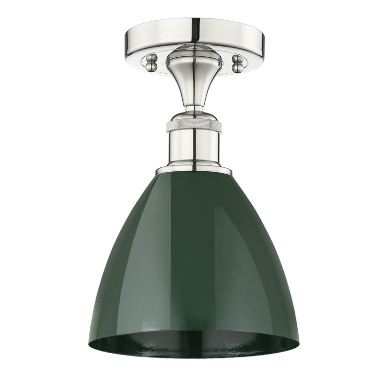 Riegelsville Semi Flush Mount, Polished Nickel, Green
