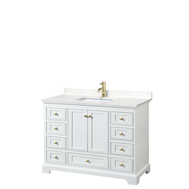Ensemble de meuble-lavabo simple 48 po Deborah, Espresso foncé, Marbre de culture de Carrare, Chrome poli
