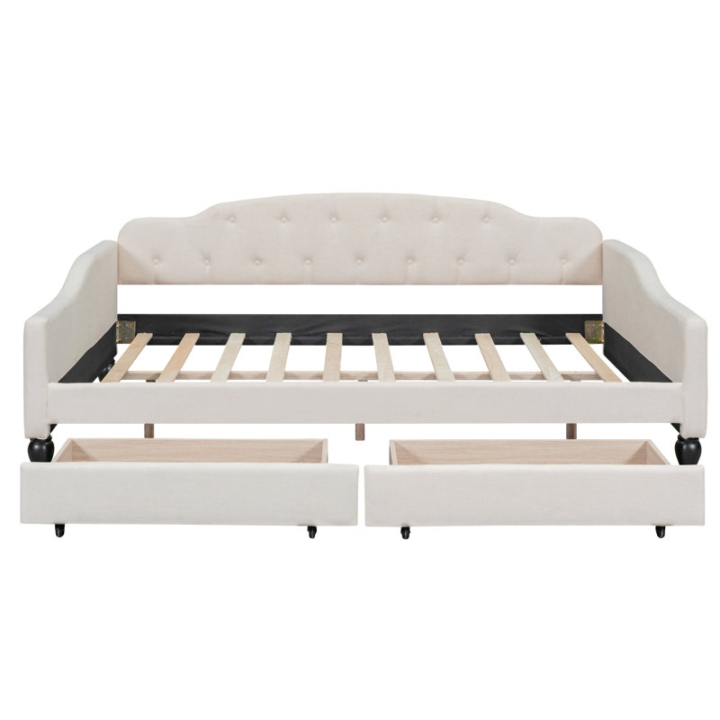 Lit de jour double capitonné capitonné, beige