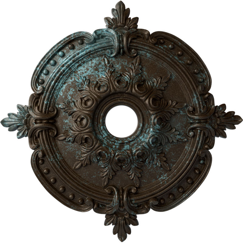Endurathane Benson Classic Ceiling Medallion, 28 3/8"OD x 3 3/4"ID x 1 5/8"P (Fits Canopies up to 6 1/2"), Hand-Painted Bronze Blue Patina Finish