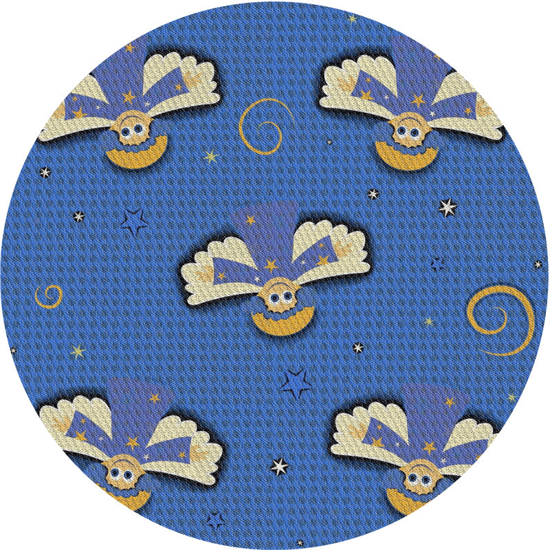 Tapis de zone bleu royal à motifs, Rond 5 pi