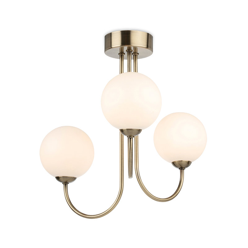 3 - Light Shaded Chandelier, Antique Brass