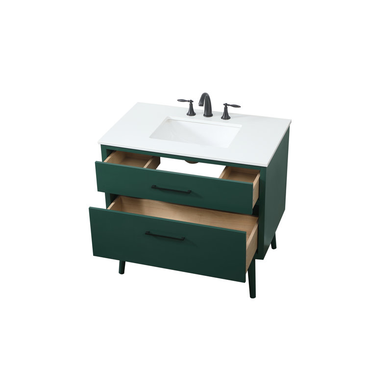 Steinfeldt 36'' Single Bathroom Vanity with Engineered Marble Top, Green