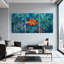 Animaux, poisson coloré, récif corallien, ensemble de 3 impressions sur toile-38340559