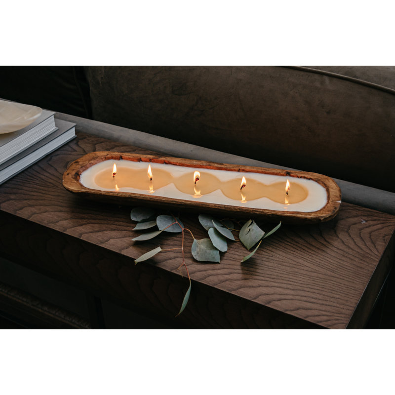Hibernate Scented Designer Candle with Wood Holder, 3" H x 20" W x 6" D