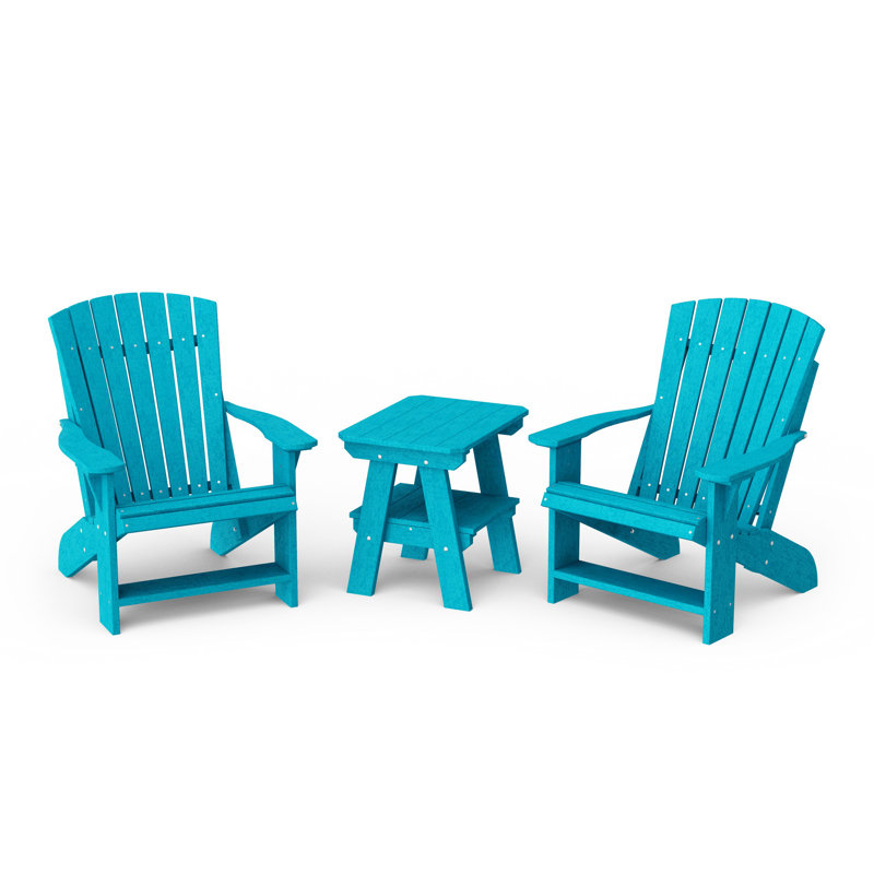 Ensemble de chaises 3 pièces Adirondack Heritage avec table d'appoint Heritage, Bleu Aruba