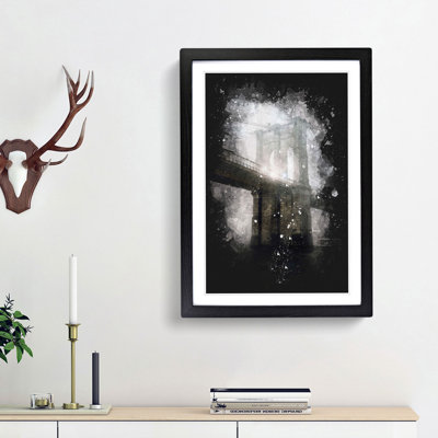 Lights Of Brooklyn Bridge Paint Splash - Picture Frame Graphic Art