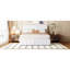Grand lit plateforme blanc avec tête de lit tapissier, tissu de rangement et espace supplémentaire-121030549-121030547