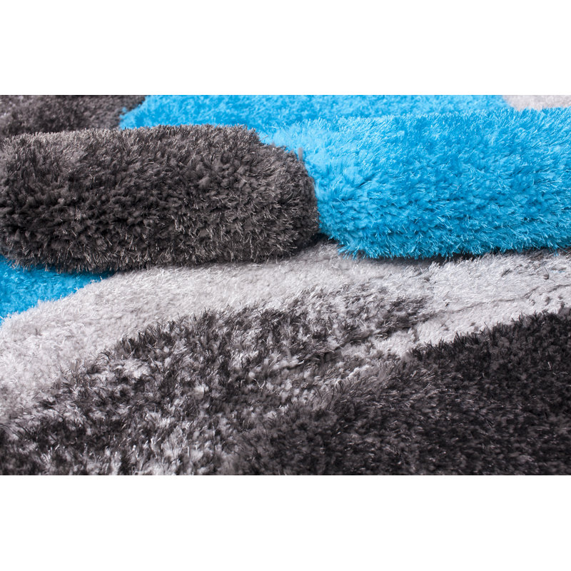 Tapis bleu à poils longs Accalia