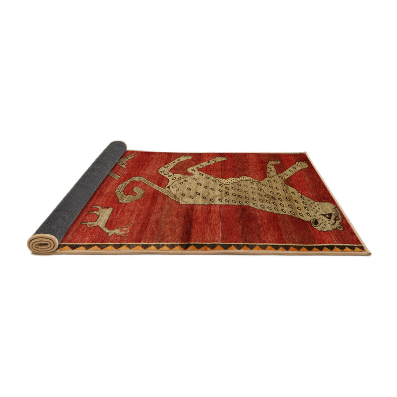 Tapis brun / rouge, Rond 7 pi