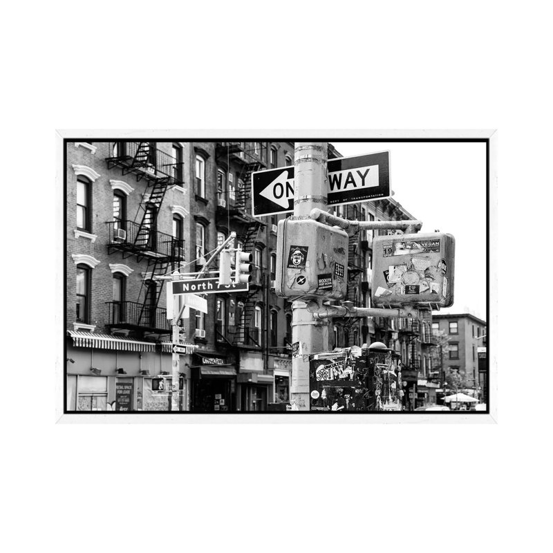 Brooklyn One Way by Philippe Hugonnard - Print on Canvas, White Floater Framed, 66.04cm H x 101.6cm W x 3.81cm D