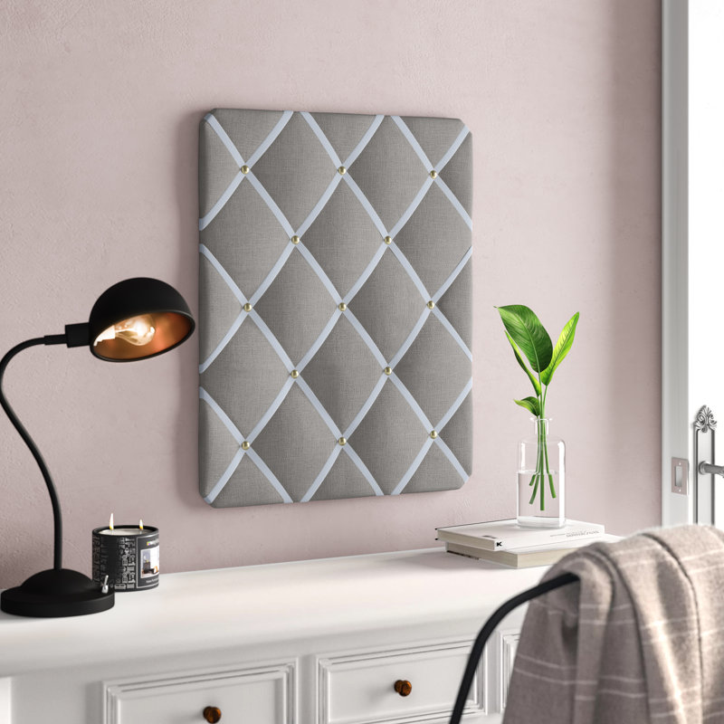 Fabric Covered, 60cm H x 48cm W, Light Grey/Chrome