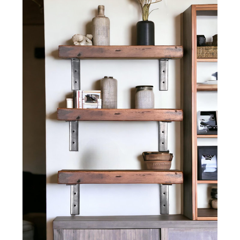 Tablette en bois de pin massif 3 pièces, H 7,25 po x l 20 po x P 6 po