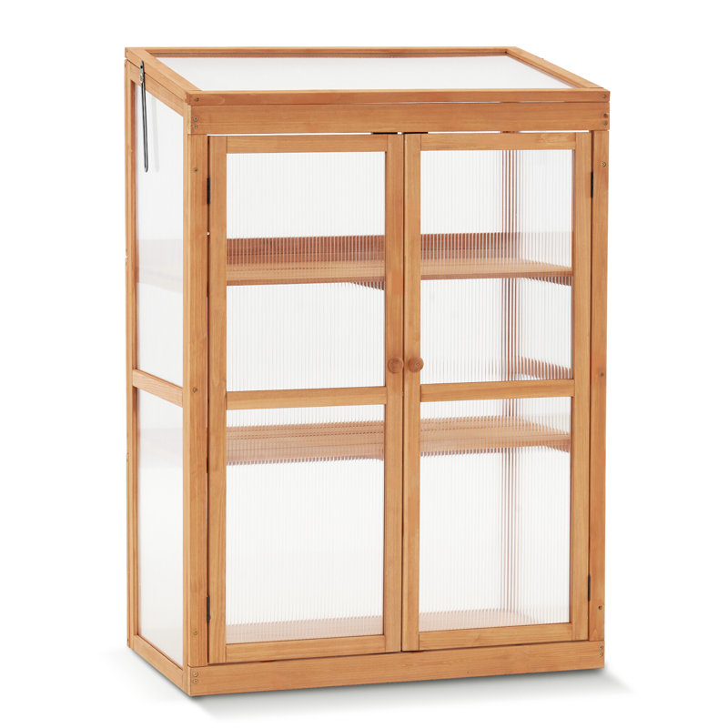 30" W x 18" D Portable Greenhouse Wooden Cold Frame, Brown