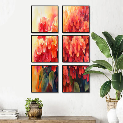 Hortensias dans la lumière d'automne - ensemble d'art mural en toile florale de 6