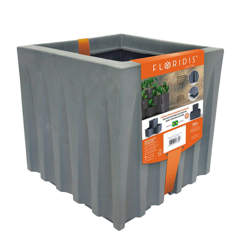 Cache-pot en résine, Gris foncé