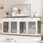 Meuble double 86,7 po pour caisses pour chien, grand chenil de ferme avec 4 tiroirs comme meuble télé, cage robuste pour 2 grands chiens-1751718423