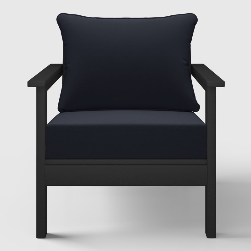 Deep Seating Chair With Cushions (Set Of 2), Navy Blue, Black