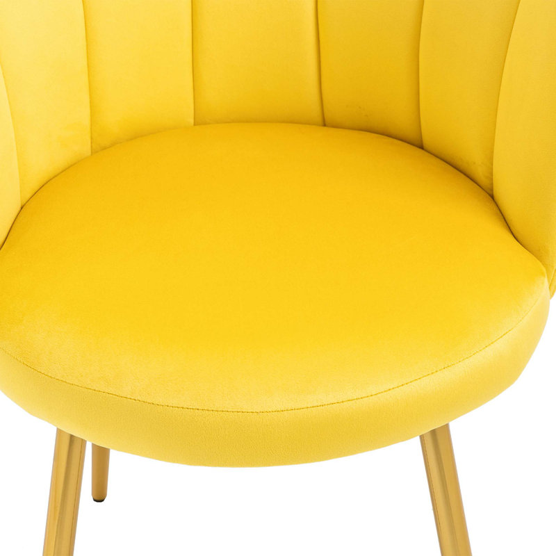 Fauteuil demi-tonneau de 22,8 po Marjeanne, Polyester moutarde